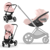 Коляска 3 в 1 Cybex Priam 4 цвет Peach Pink шасси Chrome с черной ручкой + Автокресло Cybex Cloud T Plus цвет Peach Pink