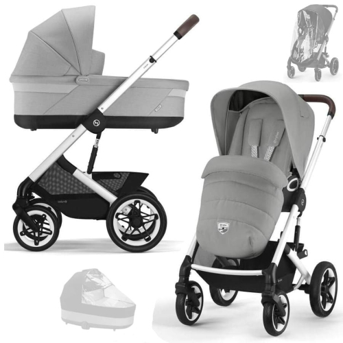 Коляска 2 в 1 Cybex Talos S Lux 2025 цвет Stone Grey шасси Silver + 2 дождевика