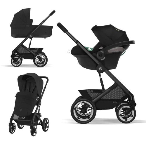 Коляска 3 в 1 Cybex Talos S Lux 2025 цвет Moon Black шасси Black + Автокресло Aton