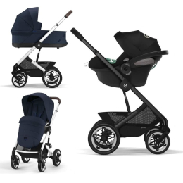 Коляска 3 в 1 Cybex Talos S Lux 2025 цвет Ocean Blue шасси Silver + Автокресло Aton