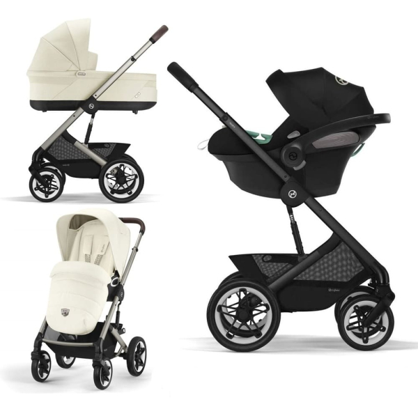 Коляска 3 в 1 Cybex Talos S Lux 2025 цвет Seashell Beige шасси Taupe + Автокресло Aton