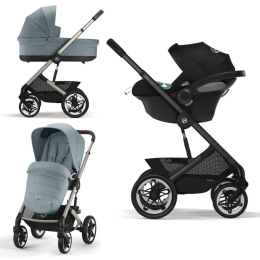 Коляска 3 в 1 Cybex Talos S Lux 2025 цвет Stormy Blue шасси Taupe + Автокресло Aton