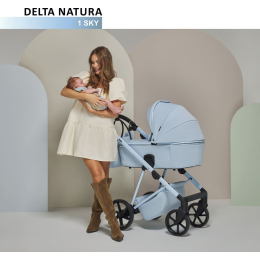 Коляска 2 в 1 Adamex Delta Nature DN-1-SKY (Голубой цвет-голубая рама)