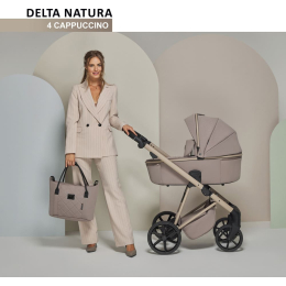 Коляска 3 в 1 Adamex Delta Nature DN-4 Cappuccino (Бежевый цвет-бежевая рама)