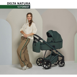 Коляска 3 в 1 Adamex Delta DN-12 Forest (т.зеленый цвет-т.зеленая рама)