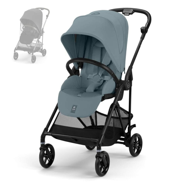 Прогулочная коляска Cybex Melio Carbon 2025 цвет Stormy Blue (Бирюзовый) + дождевик