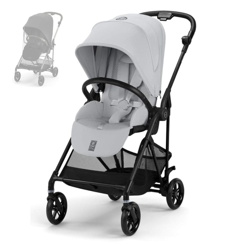 Прогулочная коляска Cybex Melio Carbon 2025 цвет Fog Grey (Серый) с дождевиком
