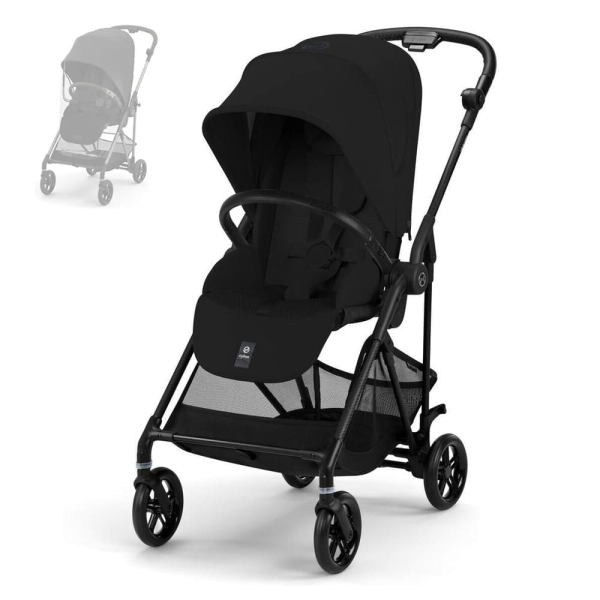Прогулочная коляска Cybex Melio Carbon 2025 цвет Magic Black (Черный) с дождевиком