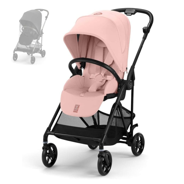Прогулочная коляска Cybex Melio Carbon 2025 цвет Candy Pink (Розовый) с дождевиком