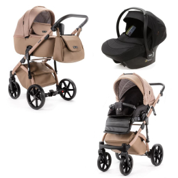 Коляска 3 в 1 Adamex NOLA Natura Camel-5 (т.бежевая ткань - т.бежевая кожа)