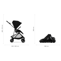 Коляска 2 в 1 Cybex Melio Carbon 2025 цвет Magic Black с дождевиком