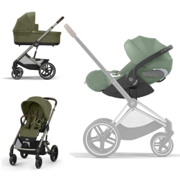 Коляска 3 в 1 Cybex Balios S Lux 2025 цвет Moss Green + Автокресло Cybex Cloud T цвет Leaf green