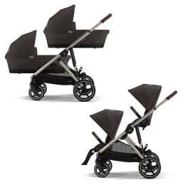 Коляска для двойни 2 в 1 Cybex Gazelle S цвет Chocolate Brown (2 люльки и 2 сиденья)