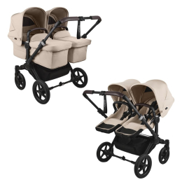 Коляска для двойни 2 в 1 Bugaboo Donkey 5 Twin цвет Desert Taupe шасси Black (2 люльки и 2 сиденья)