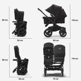 Коляска для двойни 2 в 1 Bugaboo Donkey 5 Twin цвет Desert Taupe шасси Black (2 люльки и 2 сиденья)