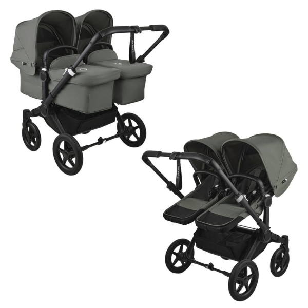Коляска для двойни 2 в 1 Bugaboo Donkey 5 Twin цвет Forest green шасси Black (2 люльки и 2 сиденья)