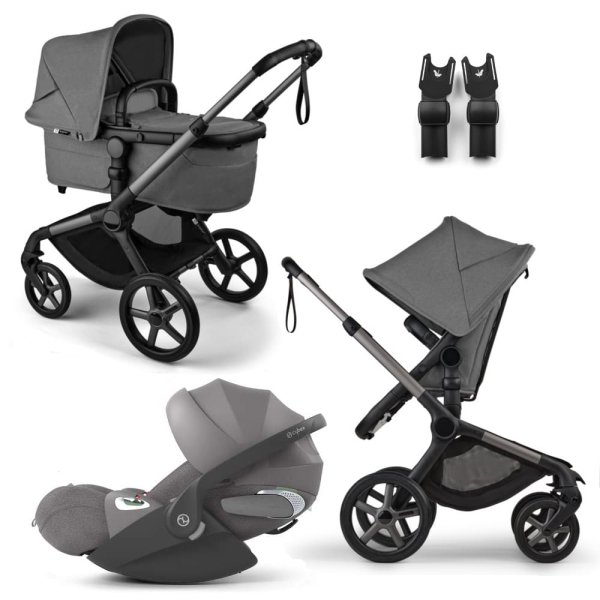 Коляска 3 в 1 Bugaboo Fox 5 Renew цвет Moon grey шасси Graphite + Автокресло Cybex Cloud T Mirage Grey (Plus)