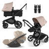 Коляска 3 в 1 Bugaboo Fox 5 Renew цвет Desert Taupe/Black шасси Black + Автокресло Cybex Cloud T ткань Plus цвет Cozy Beige