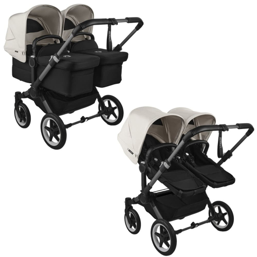 Коляска для двойни 2 в 1 Bugaboo Donkey 5 Twin цвет Misty white шасси Graphite (2 люльки + 2 сиденья)