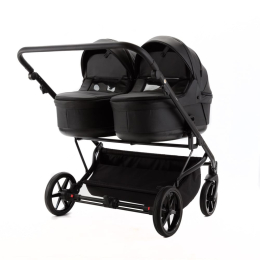 Коляска для двойни 2 в 1 Adamex Leo Duo Deluxe SA2 (черная эко-кожа)