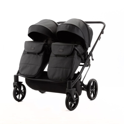 Коляска для двойни 2 в 1 Adamex Leo Duo Deluxe SA2 (черная эко-кожа)