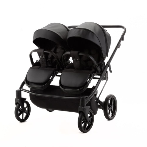 Коляска для двойни 2 в 1 Adamex Leo Duo Deluxe SA2 (черная эко-кожа)