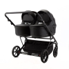 Коляска для двойни 3 в 1 Adamex Leo Duo Deluxe SA2 (Черная кожа)