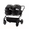 Коляска для двойни 3 в 1 Adamex Leo Duo Deluxe SA2 (Черная кожа)