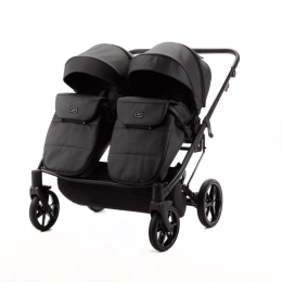 Коляска для двойни 3 в 1 Adamex Leo Duo Deluxe SA2 (Черная кожа)