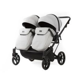 Коляска для двойни 3 в 1 Adamex Leo Duo Deluxe SA-3 (Cерая кожа)