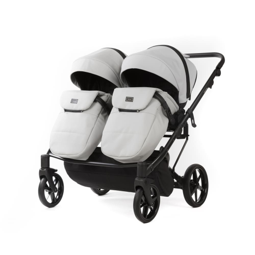 Коляска для двойни 3 в 1 Adamex Leo Duo Deluxe SA-3 (Cерая кожа)