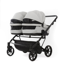 Коляска для двойни 3 в 1 Adamex Leo Duo Deluxe SA-3 (Cерая кожа)