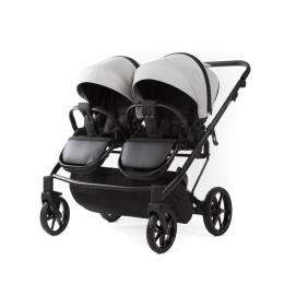Коляска для двойни 3 в 1 Adamex Leo Duo Deluxe SA-3 (Cерая кожа)