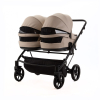 Коляска для двойни 3 в 1 Adamex Leo Duo Deluxe SA-7 (Бежевая кожа)