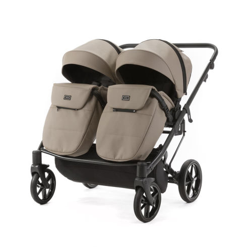 Коляска для двойни 2 в 1 Adamex Leo Duo Deluxe SA9 (Темн.бежевая кожа)