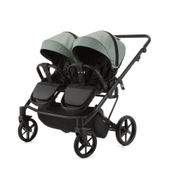 Коляска для двойни 2 в 1 Adamex Leo Duo Deluxe SA20 (Серо-зеленая кожа)