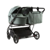 Коляска для двойни 3 в 1 Adamex Leo Duo Deluxe SA20 (серо-зеленая эко-кожа)