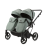Коляска для двойни 3 в 1 Adamex Leo Duo Deluxe SA20 (серо-зеленая эко-кожа)