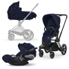 Коляска 3 в 1 Cybex Priam 4 цвет Rebellious Luxury Denim Blue шасси Black + Автокресло Cybex Cloud T цвет Rebellious Luxury Denim Blue