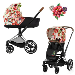 Коляска 2 в 1 Cybex Priam 4 цвет Spring Blossom Light шасси Chrome Brown