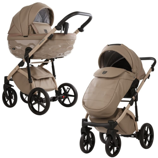Коляска 2 в 1 Adamex Chantal Pro Natura CN-4 CAPPUCCINO (эко-кожа)