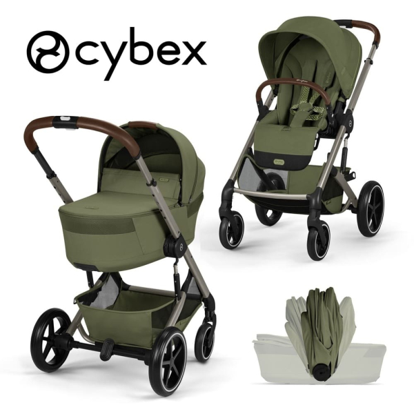 Коляска 2 в 1 Cybex Balios S Lux 2026 Moss Green со складной люлькой
