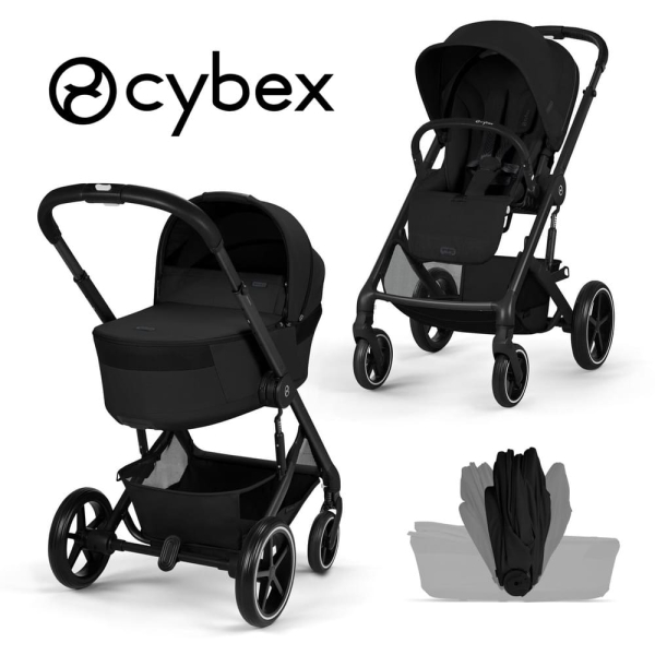 Коляска 2 в 1 Cybex Balios S Lux 2026 Moon Black со складной люлькой