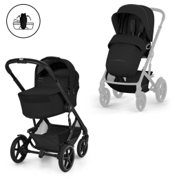 Коляска 2 в 1 Cybex Talos S Lux 2026 Moon Black со складной люлькой Talos Fold Cot