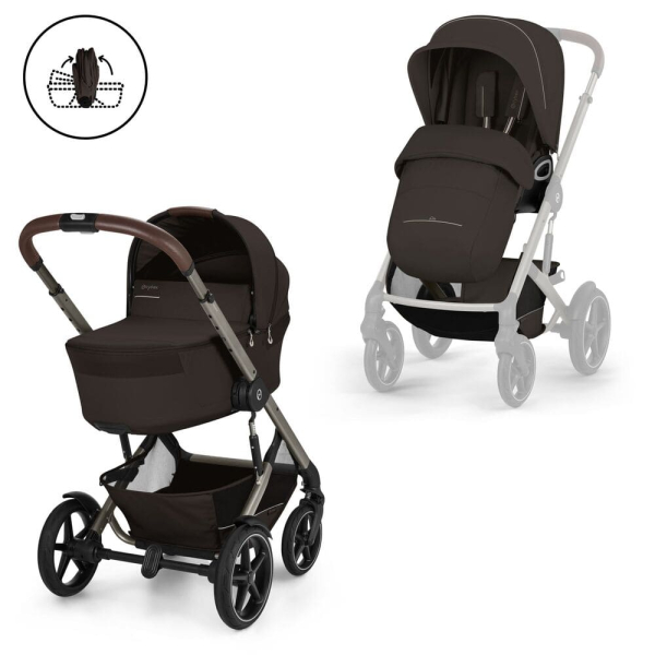 Коляска 2 в 1 Cybex Talos S Lux 2026 Chocolate Brown со складной люлькой Talos Fold