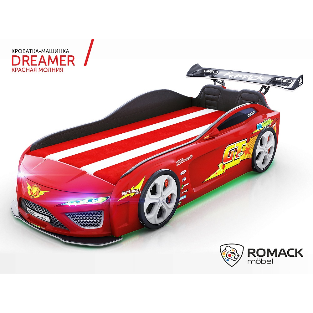 Кровать-машина Romack Dreamer Молния красная