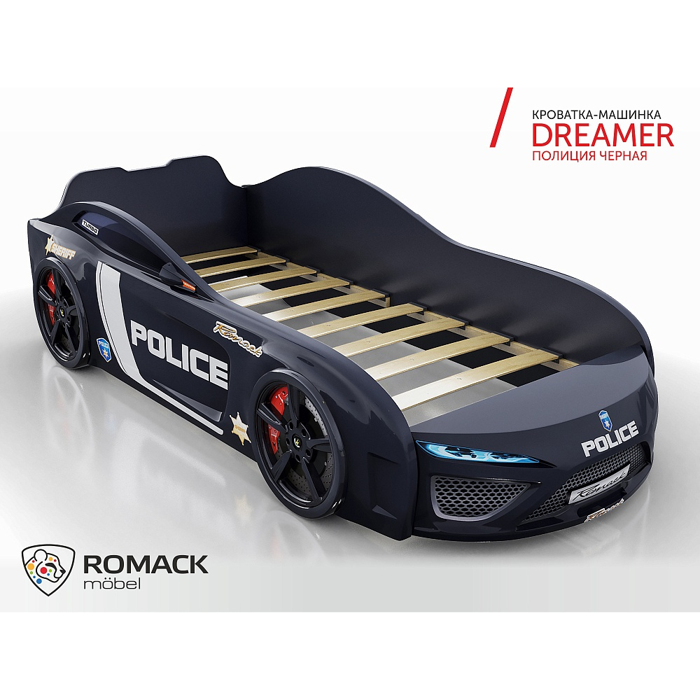Кровать-машина Romack Dreamer Полиция Черная