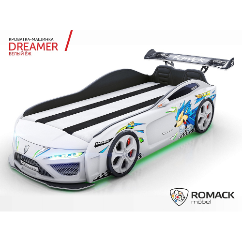 Кровать-машина Romack Dreamer Ёжик белая