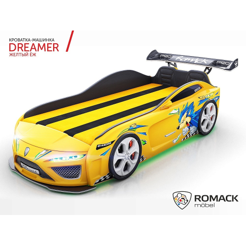 Кровать-машина Romack Dreamer Ёжик жёлтая