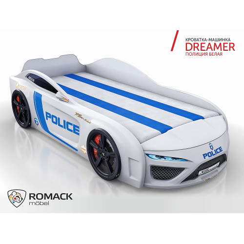 Кровать-машина Romack Dreamer Полиция Белая